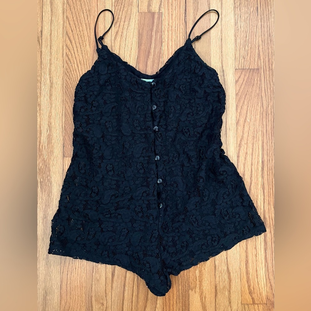 Kimchi Blue Black Lace Button-Up Romper